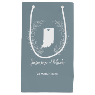 Indiana State Silhouette Wedding Anniversary   Small Gift Bag