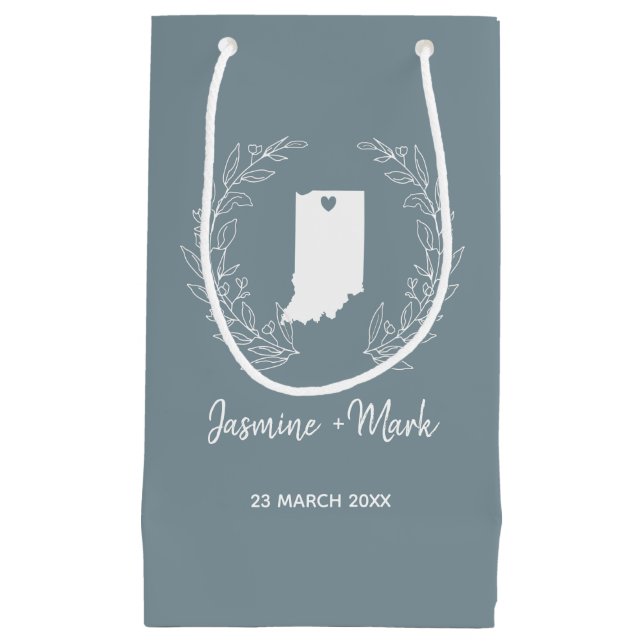 Indiana State Silhouette Wedding Anniversary   Small Gift Bag (Front)