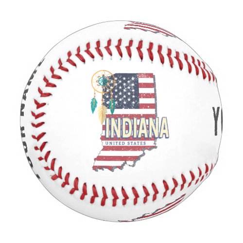 Indiana State United States Retro Map Vintage USA Baseball
