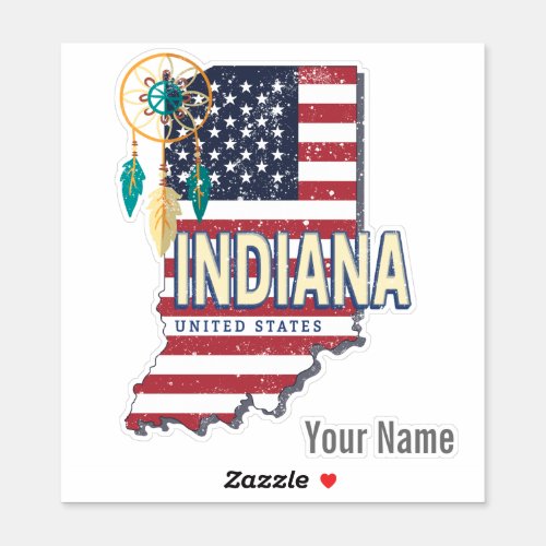 Indiana State United States Retro Map Vintage USA Sticker