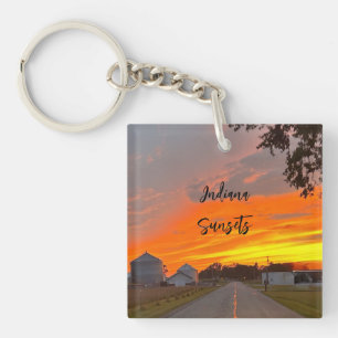 Indiana Sunsets Rural Country Road Keychain