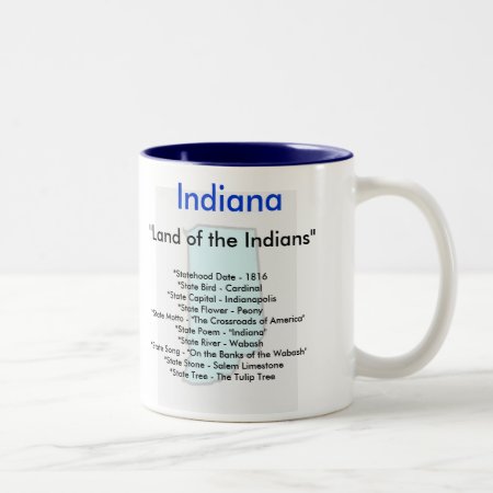 Indiana Symbols & Map Two-tone Coffee Mug