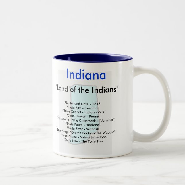 Indiana Symbols & Map Two-Tone Coffee Mug (Right)