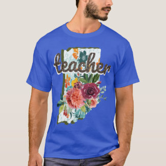 Indiana Teacher Floral Watercolor Oversized T-Shirt