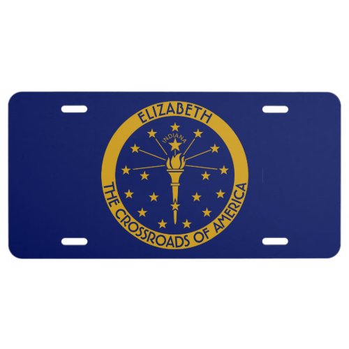 Indiana The Hoosier State Personalized Flag License Plate