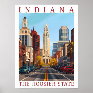 Indiana the Hoosier State USA Travel Place Poster