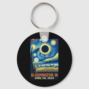 Indiana Total Solar Eclipse 2024 Starry Night Keychain