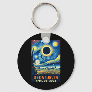 Indiana Total Solar Eclipse 2024 Starry Night Keychain