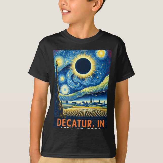 Indiana Total Solar Eclipse 2024 Starry Night  T-Shirt (Front)