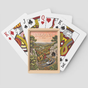 Indiana US Nature Road Trip Vintage Cave Forest Poker Cards