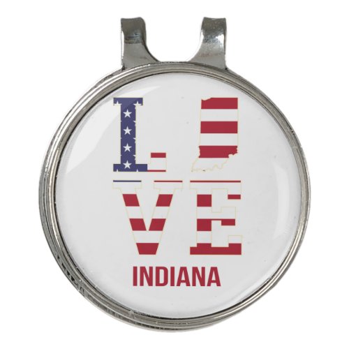 Indiana USA State love Golf Hat Clip