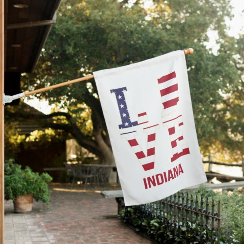 Indiana USA State love House Flag