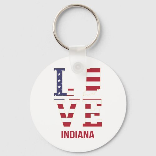 Indiana USA State love Keychain
