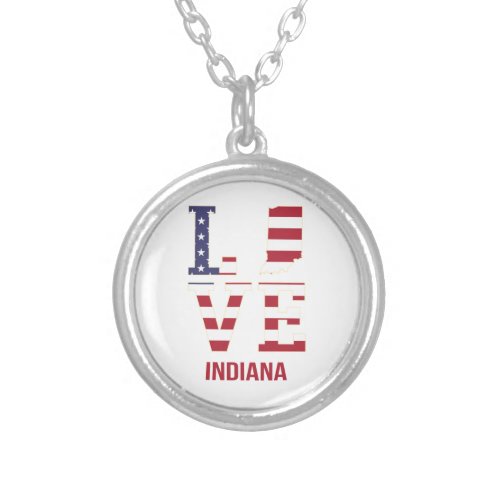 Indiana USA State love Silver Plated Necklace