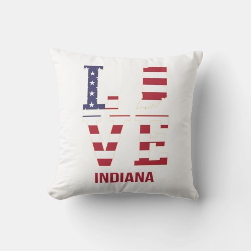 Indiana USA State love Throw Pillow