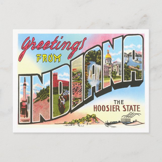 Indiana Vintage Big Letters Postcard (Front)