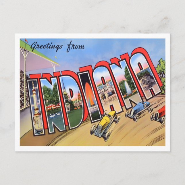 Indiana Vintage Big Letters Postcard (Front)