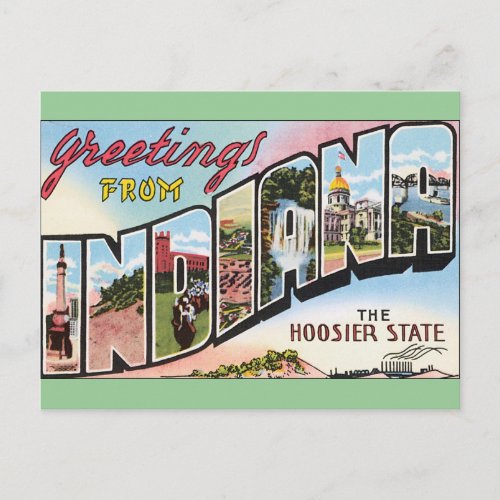 Indiana _Vintage Postacard Design Postcard