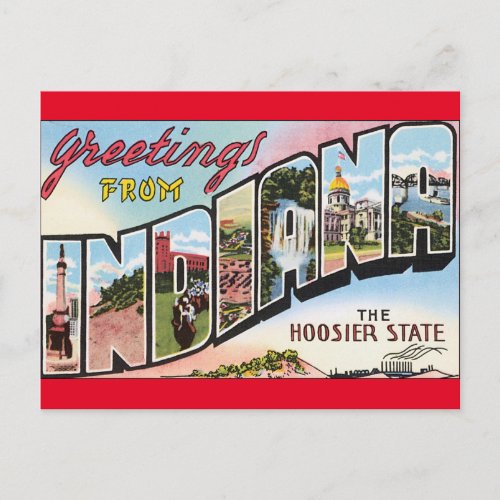 Indiana Vintage Postacard Design travel usa Postcard