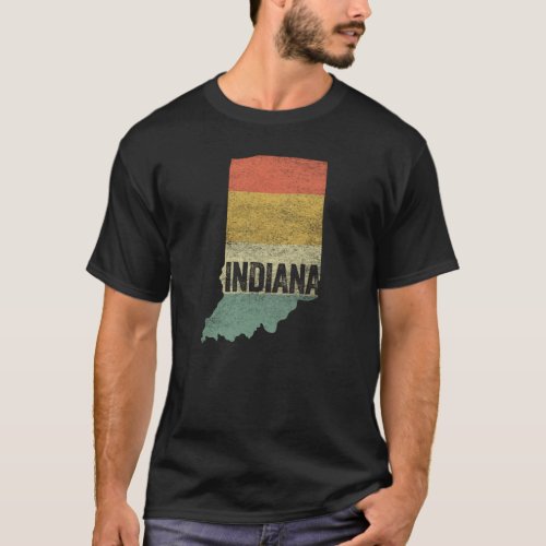Indiana Vintage Retro Sunset Color Map T_Shirt