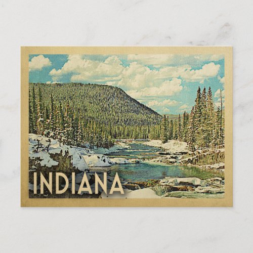 Indiana Vintage Travel Snowy Winter Nature Postcard