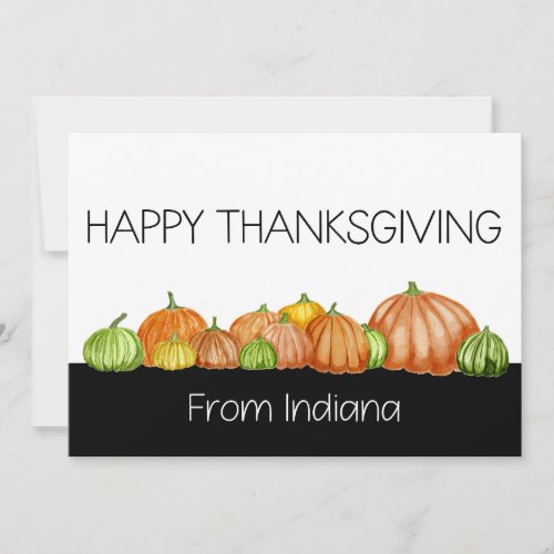 Indiana Watercolor pumpkins Thanksgiving Card