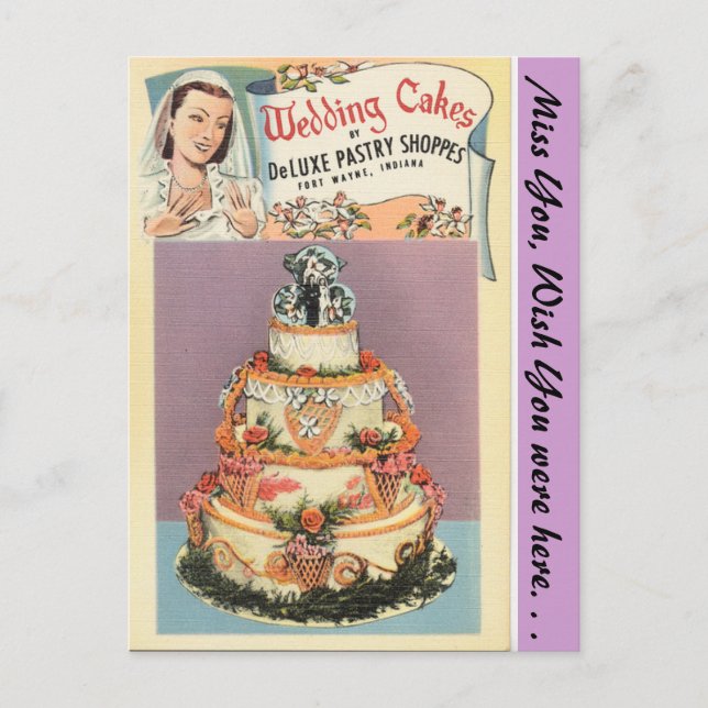 Indiana, Wedding Cakes, Fort Wayne Postcard (Front)