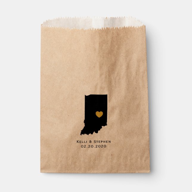 Indiana Wedding Favor Treat Sacks, Gift Bags (Front)