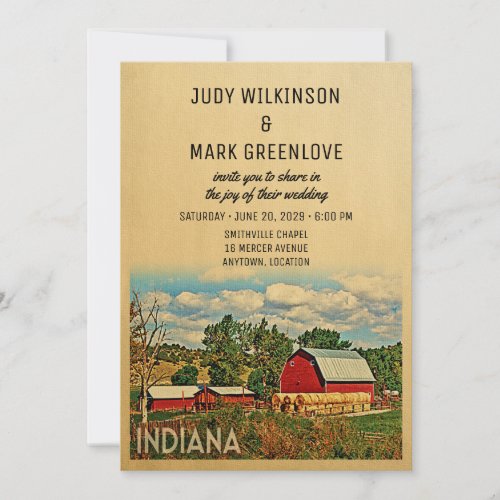 Indiana Wedding Invitation Farm Barn Rustic