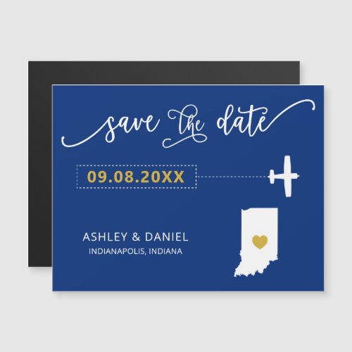 Indiana Wedding Save the Date Card Map Magnetic Invitation