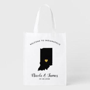 Indiana Wedding Welcome Bag Black & Gold Tote