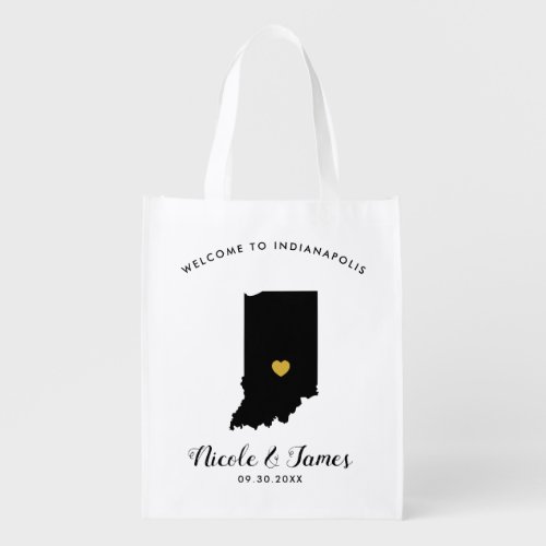 Indiana Wedding Welcome Bag Black  Gold Tote