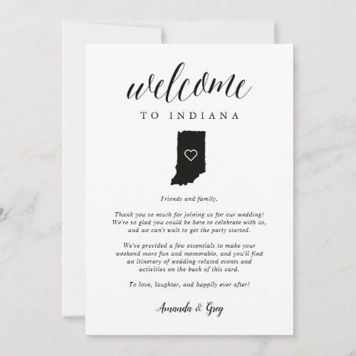 Indiana Wedding Welcome Letter  Itinerary