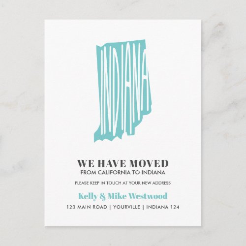 INDIANA Weve moved New address New Home    Postcard