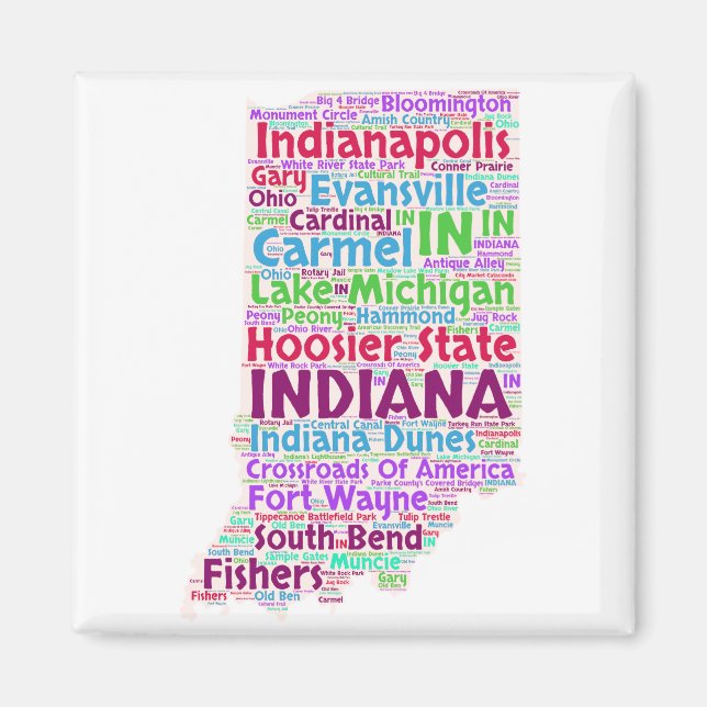 Indiana Word Cloud Magnet (Front)