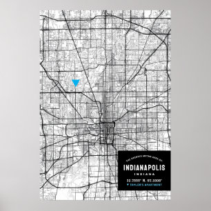 Indianapolis City Map + Mark Your Location Poster