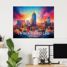 Indianapolis Colorful Abstract Wall Art Print