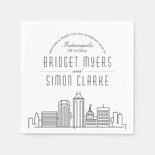 Indianapolis Deco Skyline  Wedding Event Napkins