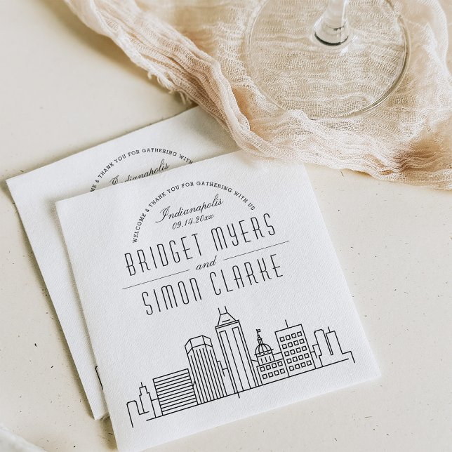 Indianapolis Deco Skyline | Wedding Event Napkins (Creator Uploaded)