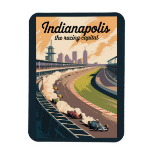 Indianapolis Illustration Travel Art Vintage Magnet