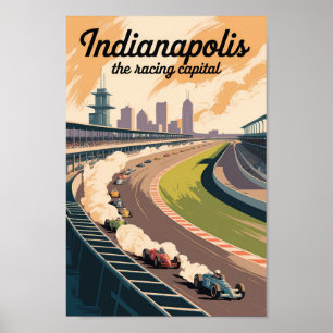 Indianapolis Illustration Travel Art Vintage Poster