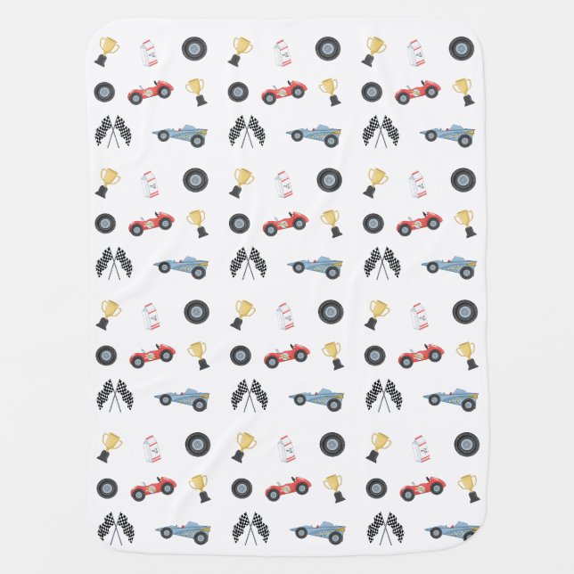 Indianapolis, IN Racecar Racetrack Speed Car Race Baby Blanket (Front)