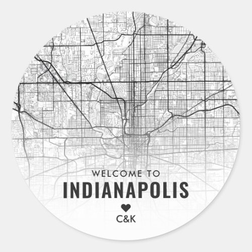 Indianapolis Indiana City Map  Wedding Welcome Classic Round Sticker