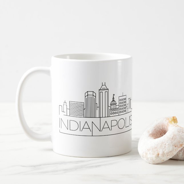 Indianapolis, Indiana | City Stylized Skyline Coffee Mug (With Donut)