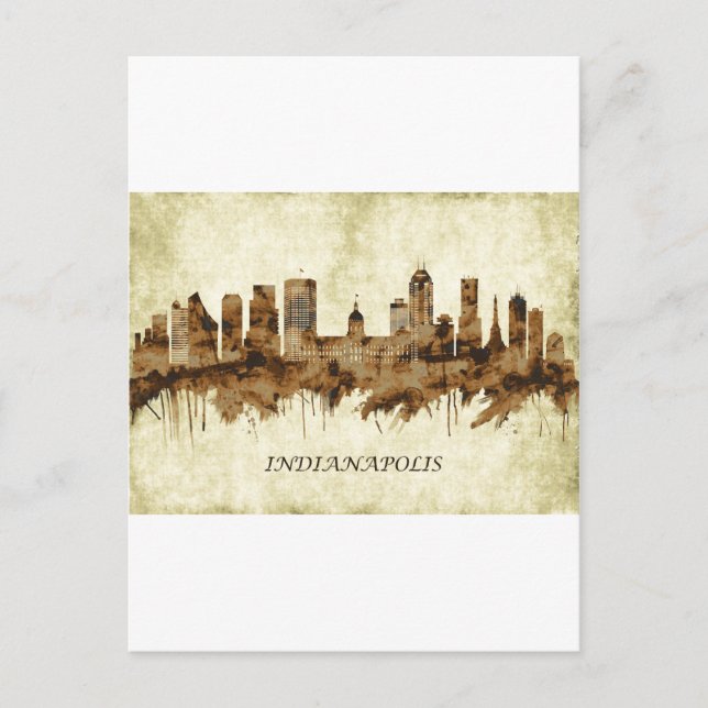Indianapolis Indiana Cityscape Holiday Postcard (Front)