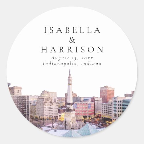 INDIANAPOLIS Indiana Destination Skyline Classic Round Sticker