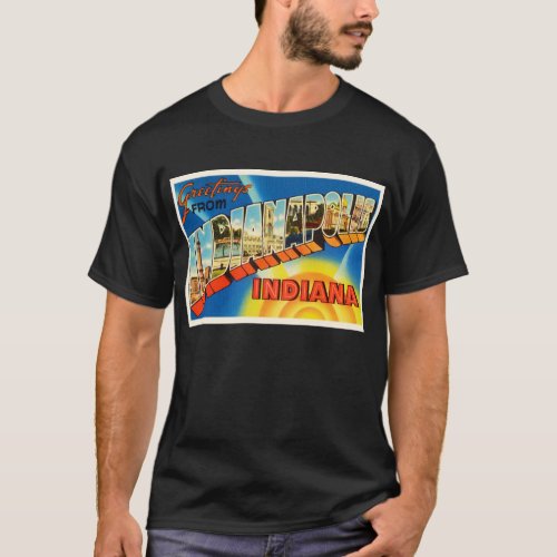 Indianapolis Indiana IN Vintage Travel Souvenir T_Shirt