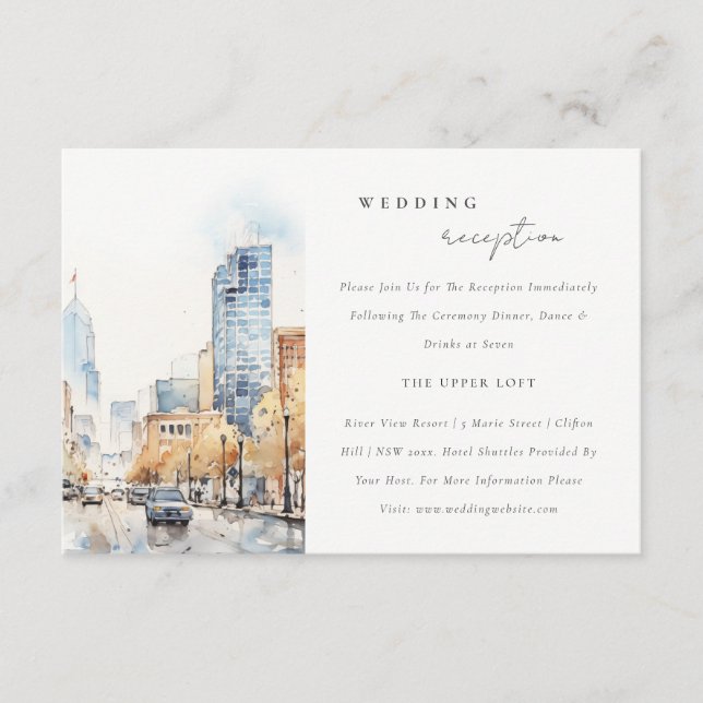 Indianapolis Indiana Landscape Wedding Reception Enclosure Card (Front)