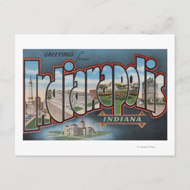 Indianapolis, Indiana - Large Letter Scenes 3 Postcard (Front)