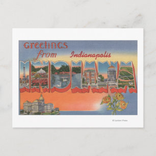 Indianapolis, Indiana - Large Letter Scenes 4 Postcard